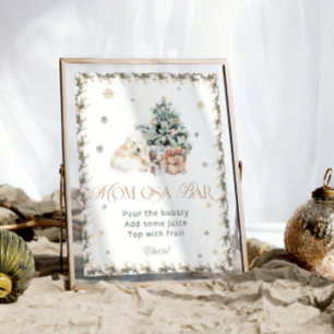 Aquareller Winter Niedlicher Eisbär Mama-osa Bar Poster