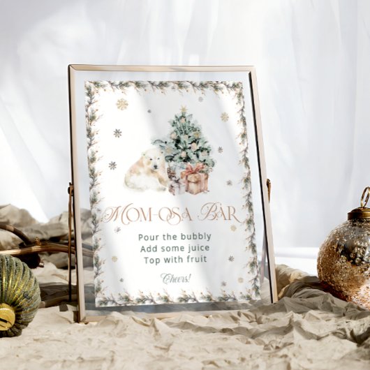 Aquareller Winter Niedlicher Eisbär Mama-osa Bar Poster