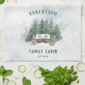 Aquareller Winter Pine Forest Family Kabine Geschirrtuch (Gefaltet)