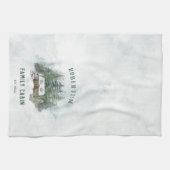 Aquareller Winter Pine Forest Family Kabine Geschirrtuch (Horizontal)