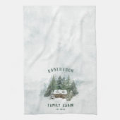 Aquareller Winter Pine Forest Family Kabine Geschirrtuch (Vertikal)