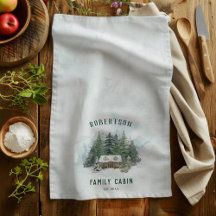 Aquareller Winter Pine Forest Family Kabine