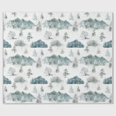 Aquareller Winter Schneeerlebnis Naturschaum Berge Geschenkpapier (Flach)