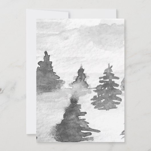 Aquareller Winterbaumwald Kinderdusche Einladung (Rückseite)