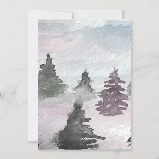 Aquareller Winterbaumwald Kinderdusche Feiertagskarte (Rückseite)