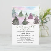 Aquareller Winterbaumwald Kinderdusche Feiertagskarte (Stehend Vorderseite)