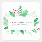 Aquareller Wintergarten Urlaub Quadratischer Aufkleber (Vorderseite)