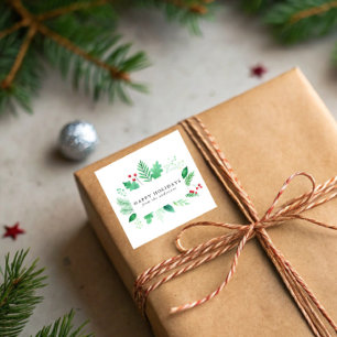 Aquareller Wintergarten Urlaub Quadratischer Aufkleber