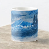 Aquareller Wintergebirge Landschaftsmalerei Kaffeetasse