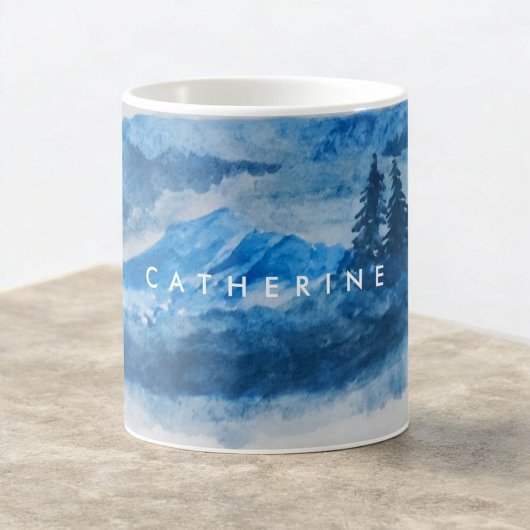 Aquareller Wintergebirge Landschaftsmalerei Kaffeetasse