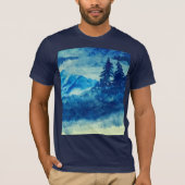 Aquareller Wintergebirge Landschaftsmalerei T-Shirt (Vorderseite)