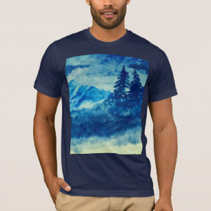Aquareller Wintergebirge Landschaftsmalerei T-Shirt