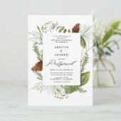 Aquareller Wintergrün verschoben Hochzeit Einladung (Stehend Vorderseite)