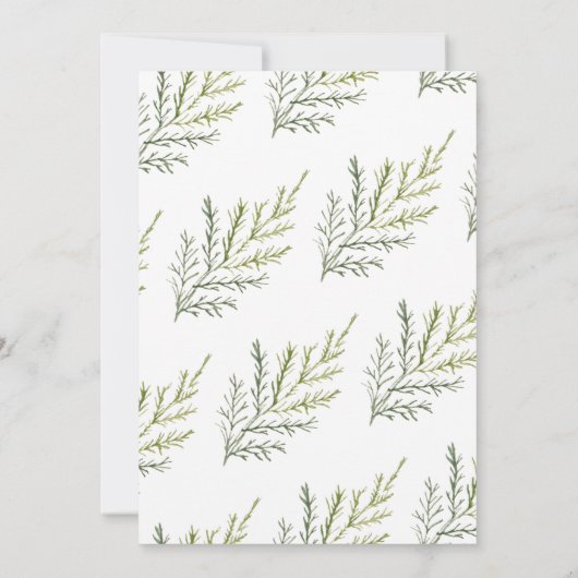 Aquareller Wintergrün verschoben Hochzeit Einladung (Rückseite)