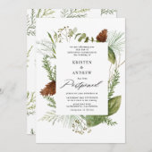 Aquareller Wintergrün verschoben Hochzeit Einladung (Vorne/Hinten)