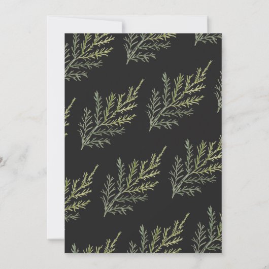 Aquareller Wintergrün verschoben Hochzeit Einladung (Rückseite)