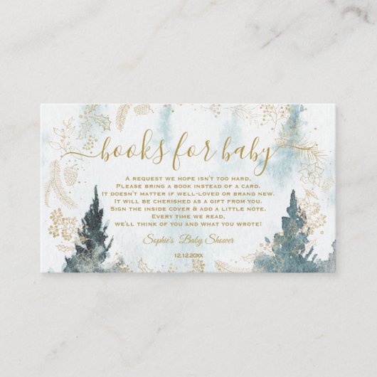 Aquareller Winterlandschaft Goldene Bücher für Kin Begleitkarte (Vorderseite)