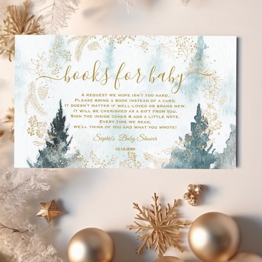 Aquareller Winterlandschaft Goldene Bücher für Kin Begleitkarte