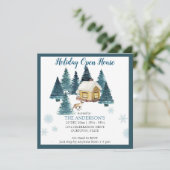 Aquareller Winterwald Ferienhaus Einladung (Stehend Vorderseite)