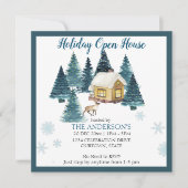 Aquareller Winterwald Ferienhaus Einladung (Vorderseite)
