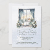 Aquareller Winterwald Pine Weihnachtsbaum Einladung (Vorderseite)