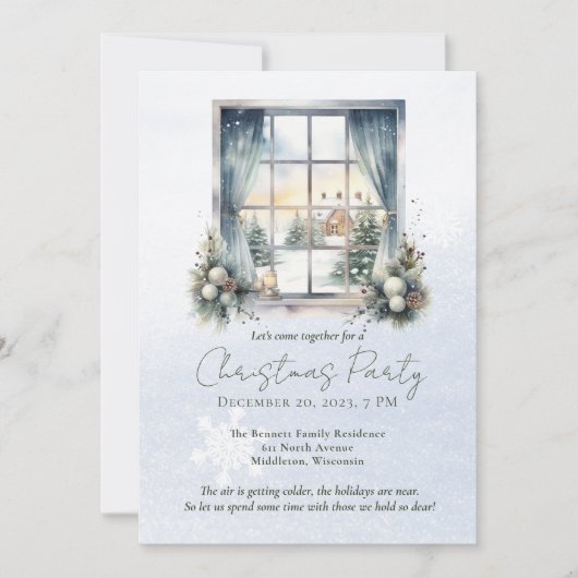 Aquareller Winterwald Pine Weihnachtsbaum Einladung (Vorderseite)