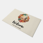 Aquareller Wüstenkaktus und Gebirge Willkommen Fußmatte (Schrägansicht)