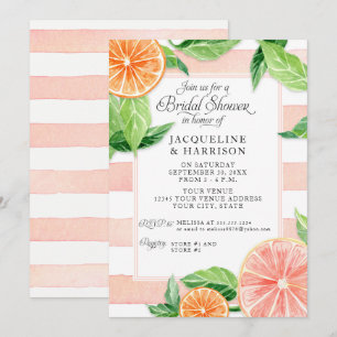 Aquareller Zitrusfrüchte Brautparty Einladung