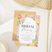 Aquareller Zitrusfrüchte Rosa Brautparty Einladung