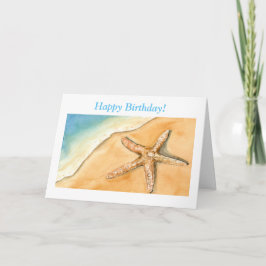 Aquareller zum Geburtstag Starfish am Strand Karte