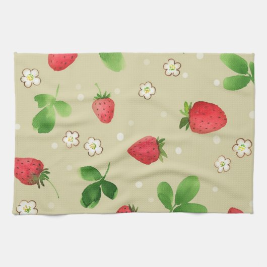 Aquarellerdbeermuster Geschirrtuch (Horizontal)