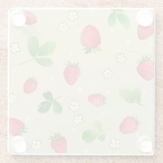 Aquarellerdbeermuster Glasuntersetzer (Rückseite)