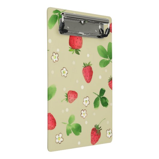 Aquarellerdbeermuster Mini Klemmbrett (Schrägansicht)