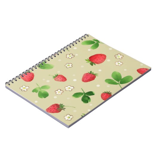 Aquarellerdbeermuster Notizblock (Linke Seite)