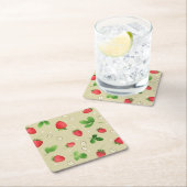 Aquarellerdbeermuster Rechteckiger Pappuntersetzer (Vor Ort)