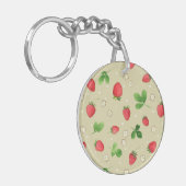 Aquarellerdbeermuster Schlüsselanhänger (Vorderseite links)