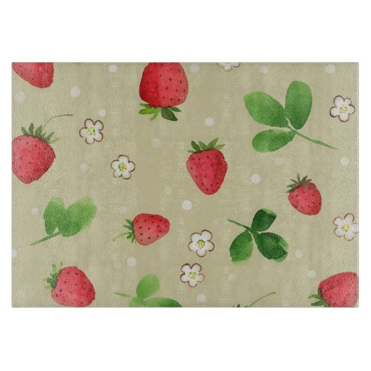 Aquarellerdbeermuster Schneidebrett (Vorderseite)