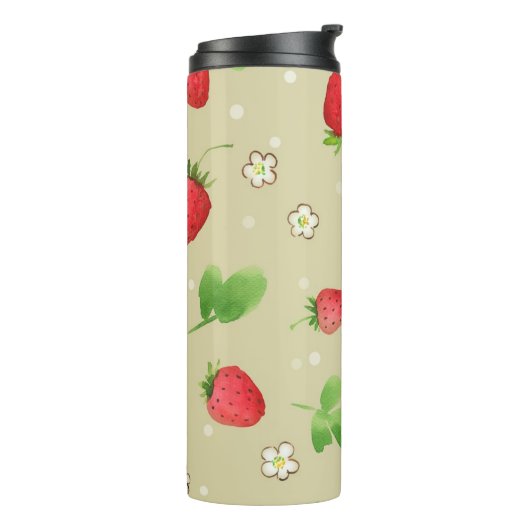 Aquarellerdbeermuster Thermosbecher (Nach links gedreht)