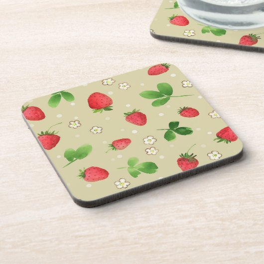 Aquarellerdbeermuster Untersetzer (Linke Seite)