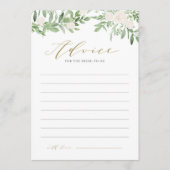 Aquarelles Grün und Brautparty mit weißer Blume Hinweiskarte (Vorderseite)