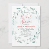 Aquarelles Grün und rosa Brautparty Einladung (Vorderseite)