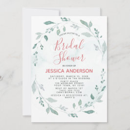 Aquarelles Grün und rosa Brautparty Einladung