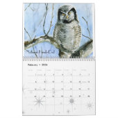 Aquarelleulen-Malereinahaufnahmen Kalender (Feb 2026)