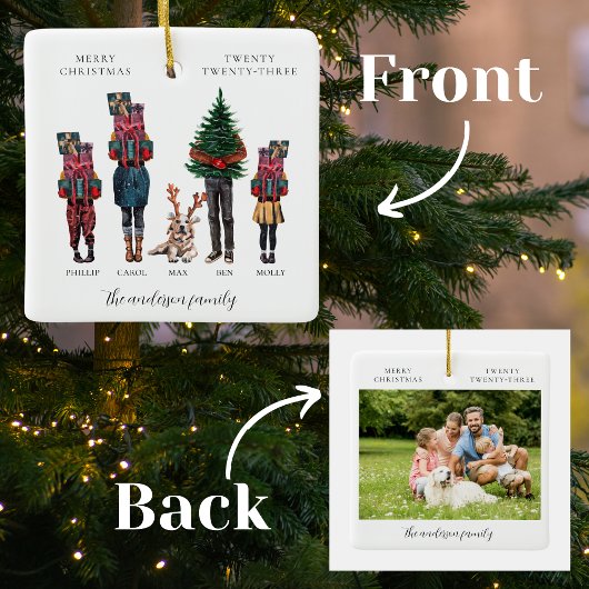 Aquarellfamilie Ein Foto Weihnachten Keramikornament