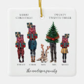 Aquarellfamilie Ein Foto Weihnachten Keramikornament (Vorderseite)