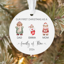 Aquarellfamilie von Three Baby's First Christmas Ornament