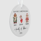 Aquarellfamilie von Three Baby's First Christmas Ornament (Vorderseite)