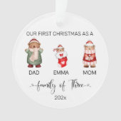 Aquarellfamilie von Three Baby's First Christmas Ornament (Vorderseite)