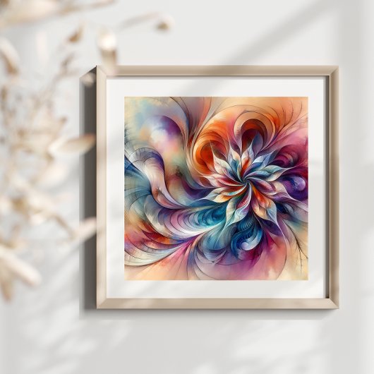 Aquarellfantasy Abstrakt Modernes Fraktal Blume Fotodruck