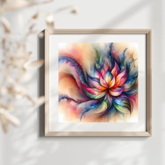 Aquarellfantasy Abstrakt Modernes Fraktal Blume Fotodruck